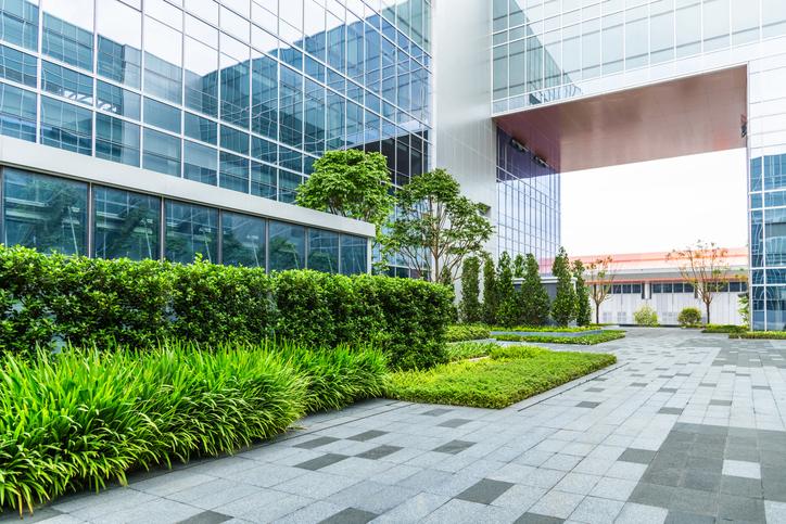 Commercial exterior plantscaping designed to improve curb appeal in Washington DC